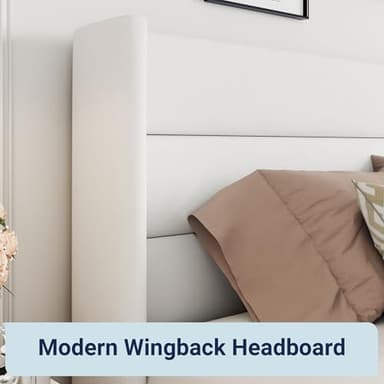 Allewie Full Size Velvet Lift Up Storage Bed, Modern Wingback Headboard, Hydraulic Support, No Box Spring Needed, White - Image 6