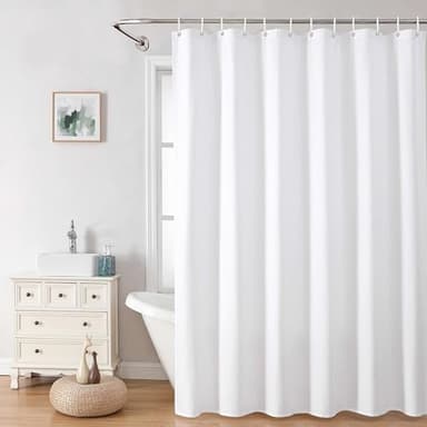 OVZME Berry White Shower Curtain Set, Embossed Textured Fabric Bathroom Curtain for Bathroom - Soft Cloth & Hotel Spa, Water Resistance, Machine Washable Shower Curtain with 12 Hooks, 72X72, White - Image 9