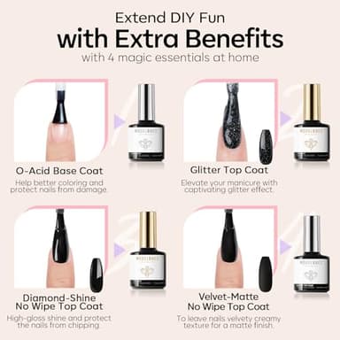 modelones 32 PCS Gel Nail Polish Set, 28 Colors Gel Polish with No Wipe Base Coat, Glitter & Glossy & Matte Top Coat Black Brown Red Purple Soak Off LED Nail Art Kit Salon at Home - Image 7