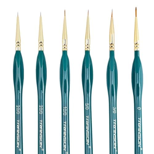 Transon Detail Thin Paint Brush Set 6pcs for Model Minature Craft and Art Painting Green - Image 1