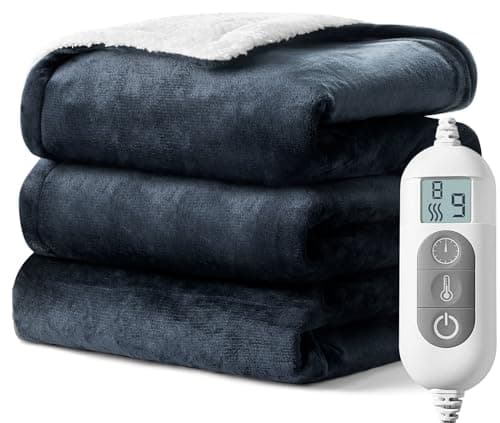 Electric Blanket Heated Throw,Double-Sided Flannel&Sherpa Electric Throw with1-9 hrs Timer Auto-Off & 8 Heating Levels,ETL Certification,Machine Washable,Heated Protection Ultra Soft Warm - Image 1
