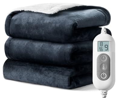 Electric Blanket Heated Throw,Double-Sided Flannel&Sherpa Electric Throw with1-9 hrs Timer Auto-Off & 8 Heating Levels,ETL Certification,Machine Washable,Heated Protection Ultra Soft Warm - Image 1