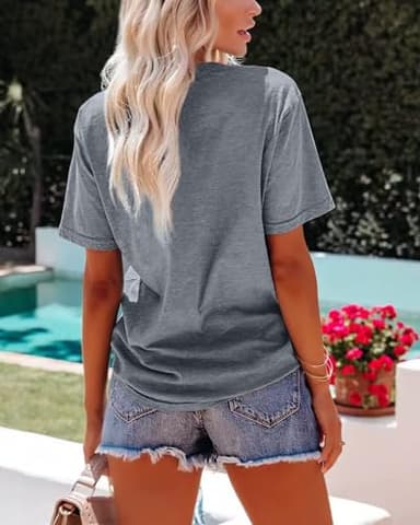 Anbech Womens Dandelion Graphic Cotton Tshirts Loose Fit Cute Paw Print Casual Tee Tops (Grey, XL) - Image 4