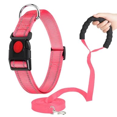 VTOPVMAX Martingale Collar for Dogs, Reflective Nylon Dog Collar with One 70.86 in Long Dog Leash, Quick Release Buckle, Adjustable Nylon Collars for Dogs Walking Training (Rose M) - Image 1