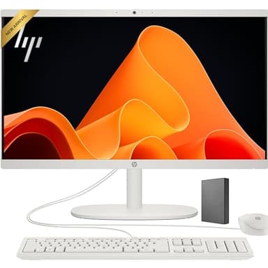 HP 22" All-in-One Desktop PC • Full HD Display • 16GB RAM • 1TB Storage (512GB SSD and 512GB External) • Intel Ultra-efficient Processor • Type-C • Mouse and Keyboard Included • Windows 11 Pro - Image 1