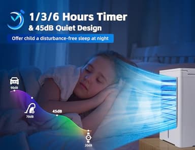 Portable Air Conditioners Fan, Evaporative Air Cooler, USB Personal Mini Air Conditioner with 3 Wind Speeds & 3 Timers Touch Screen Desktop Cooling Fan for for Home Room Camping Car Office - Image 5