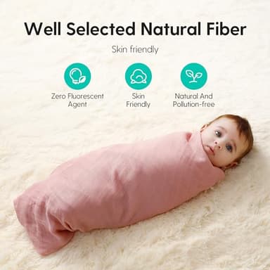 LITTLE SPUD Muslin Swaddle Blankets, Large Receiving Blankets for Boys and Girls, 4-Pack Soft and Breathable Swaddle Wrap for Newborn, 47 x 47 inches (Pink Series) - Image 2