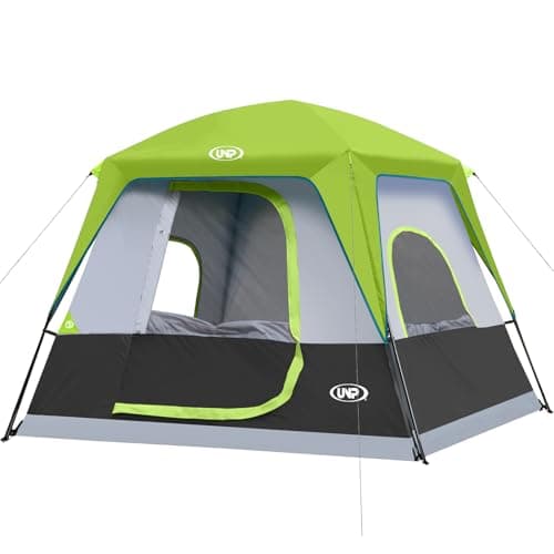 UNP 4-Person Tent, Portable Cabin Tent, Camping Tent 4-Person Easy Set Up, Waterproof with Top Rainfly for Outdoor Camping/Hiking (Fluorescent Green) - Image 1