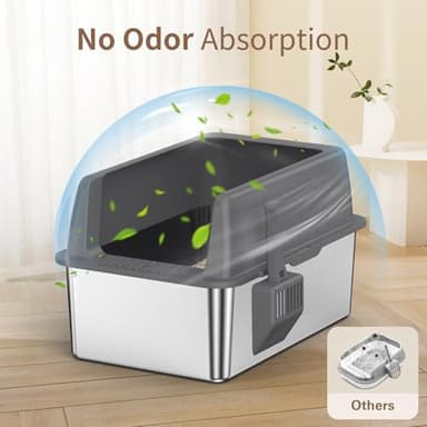 Zarler Stainless Steel Litter Box with Lid, 8” Deep Extra Large Cat Litter Boxes, XL Metal Litter Box for Big Cats with High Sided, Grey (Non-Sticky, Easy to Clean, Anti-Urine Leakage) - Image 3