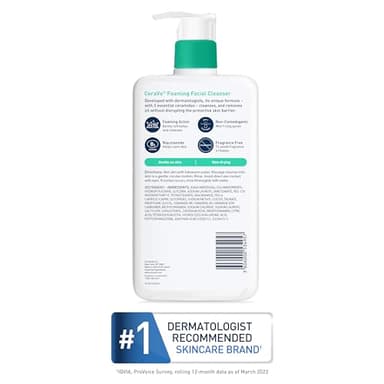 CeraVe Foaming Facial Cleanser, Daily Face Wash for Oily Skin, Hyaluronic Acid + Ceramides + Niacinamide, Fragrance Free & Paraben Free, Non-Drying Oil Control Face Wash, 16 Fluid Ounces - Image 8