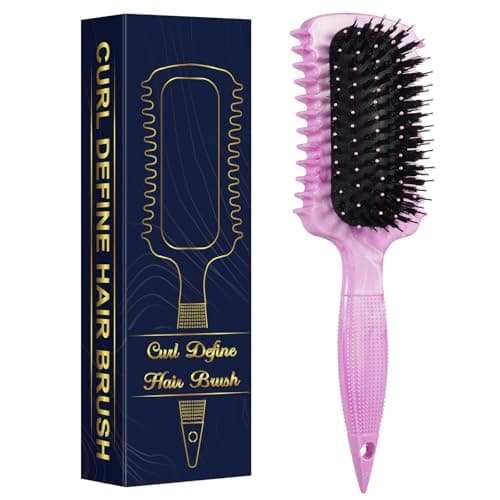Curl Defining Brush, Curly Hair Brush Products for Effortlessly Detangling Shaping and Styling Women's Men's Curls on All Wet or Dry Hair Types, Reduces Frizz (Marble Purple) - Image 1