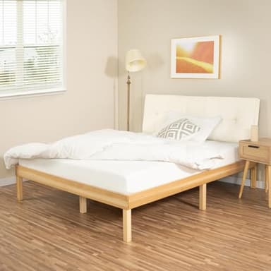 Minimalist Full Solid Pine Wood Bed Frame with Japanese-Inspired Design, 9.7-Inch Underbed Storage No Box Spring Needed, Low-Profile 300 lb Capacity for Serene Durable Living Spaces, Natural - Image 2