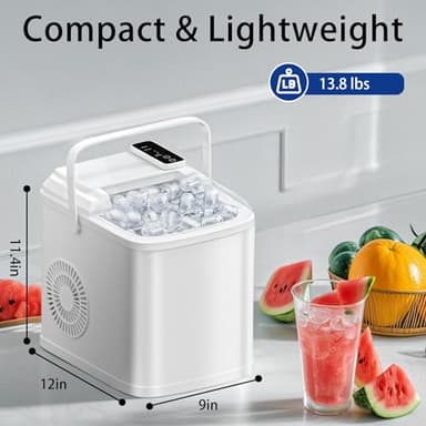 DollarDash 26LBS Per Day Portable Countertop Ice Maker, Self-Cleaning 2 Sizes of Bullet Ice Machine with Scoop and Basket, 9 Cubes in 6 min,Ideal for Home/Kitchen/Bar/Camping (Home, 26lbs/Day) - Image 3