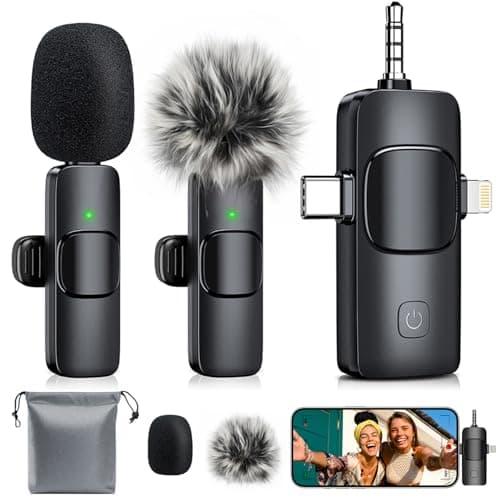 MENERESAS 3-in-1 Mini Microphone for iPhone: Wireless Lavalier Microphones for iOS/Android/Camera - Noise Reduction Lapel Mic forLive Stream - HiDefSound for Video Mavericks (Dignified Black) - Image 1