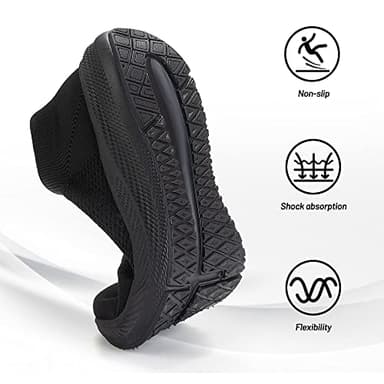 Womens Slip on Walking Shoes Comfort Lightweight Breathable Sock Shoe Non-Slip Mesh Casual Fashion Tennis Running Sneakers Black - Image 2