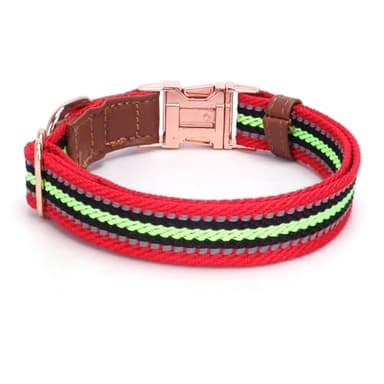 Dog Collar Reflective, Multi-Colored Stripe Dog Collar, Soft Adjustable Dog Collars with Metal Buckle for Small Medium Large Dogs, Perfect Pet Collar Gift (red,L) - Image 6