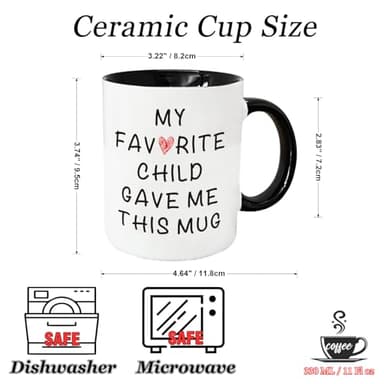 YOETTE Gifts for Mom Dad from Daughter Son, Mother Father Birthday New Mom Christmas Gift for Women, My Favorite Child Gave Me This Coffee Mug 11oz Black cup - Image 3