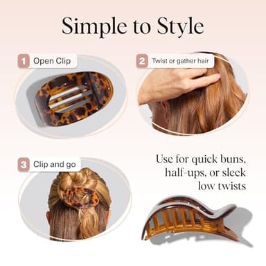 Kitsch Small Flat Claw Clips for Women - Stylish Flat Hair Clips, Strong Hold for Thick & Fine Hair | Non-Slip for Secure, Comfortable All-Day Wear | Ideal Gifts for Women -Tortoise Design - Image 7
