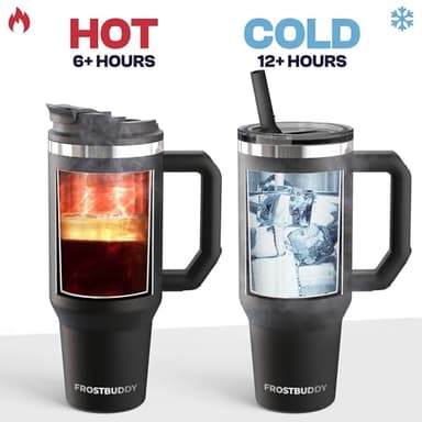 Frost Buddy Thicc Buddy - 40 oz Stainless Steel Vacuum Insulated Tumbler with Lid and Straw for Water - Travel Mug Cupholder Friendly - Gifts for Women Men Him Her (Aquamarine) - Image 6