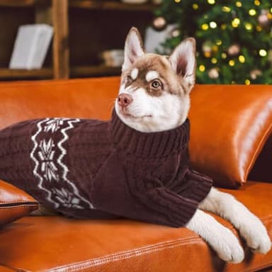 Kuoser Small Dog Sweater, Christmas Clothes, Pullover Puppy Knitwear Apparel for Small Dogs Boy Girl Yorkie Chihuahua, Coffee XS - Image 7