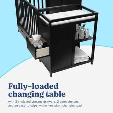 Graco Hadley 5-in-1 Convertible Crib & Changer (Black) – GREENGUARD Gold Certified, Fits Standard Crib Mattress, Converts to Toddler Bed and Full Bed, 4 Adjustable Mattress Heights - Image 6
