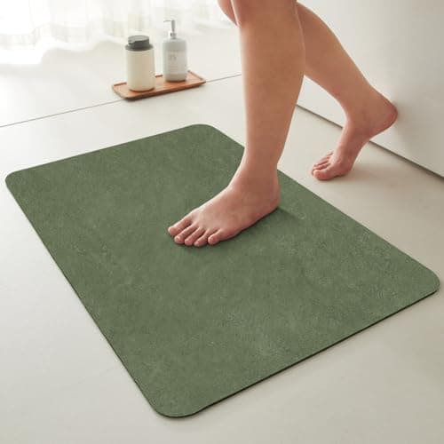 TYUU Bathroom Mat Quick Dry, Bathroom Rugs Non Slip Washable Thin Absorbent Bath Mat Fits Under Door Bathroom Floor Mat Perfect for Bath, Shower, or Sink 16"x24" Sage Green - Image 1