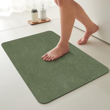 TYUU Bathroom Mat Quick Dry, Bathroom Rugs Non Slip Washable Thin Absorbent Bath Mat Fits Under Door Bathroom Floor Mat Perfect for Bath, Shower, or Sink 16"x24" Sage Green - Image 1