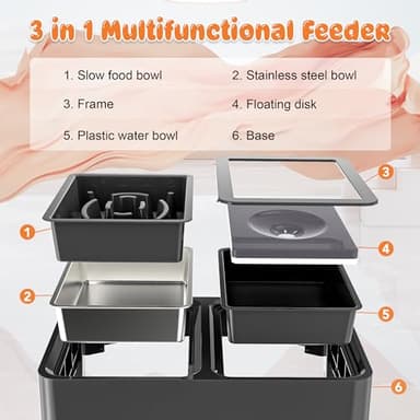 Decflow 3-in-1 Elevated Dog Bowls, 4 Height Adjustable Raised with Stainless Steel, Slow Feeder, No Spill Water Bowl, DIY Stickers Foldable Pet Bowl for Medium Large Dogs - Image 4