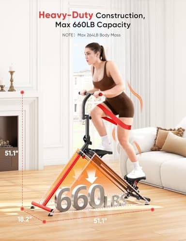 YOLEO Steppers for Exercise at Home,Adjustable Stair Stepper with 3 Workout Modes,Folding Cardio Stair Master with Adjustable Handlebar&Oversized Pedal,90% Pre-Assembled Stair Climber (Red-Black) - Image 7