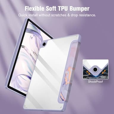 Fintie Hybrid Slim Case for Samsung Galaxy Tab A9 Plus/A9+ 5G 11 Inch 2023 Model (SM-X210/X216/X218), Shockproof Cover with Clear Transparent Back Shell, Auto Wake/Sleep, Lilac Marble - Image 5