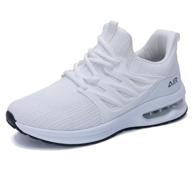 Mens Athletic Walking Shoes Slip On Gym Tennis Fashion Sneakers Lightweight Running Workout Sport Casual Shoe US 10 White - Image 1