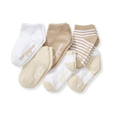 Burt's Bees Baby Baby Socks Ankle or Crew Height Made with Soft Organic Cotton - 6 Packs With Non-Slip Grips for Babies and Newborn Babies - Image 1