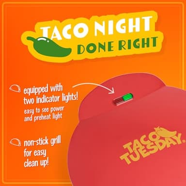 Taco Tuesday Deluxe 10-inch 6-Wedge Electric Quesadilla Maker with Extra Stuffing Latch, Red - Image 4