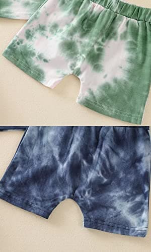 Toddler Baby Boy Summer Outfits Clothes Tie Dye Shirt and Short Set for Boys 4-Piece 2T - Image 5