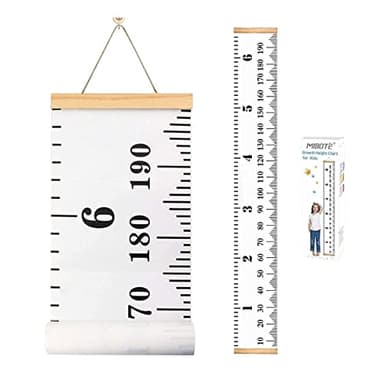 Mibote Baby Growth Height Chart Handing Ruler Wall Decor for Kids, Canvas Removable Height Growth Chart 79" x 7.9" (Black & White) - Image 8