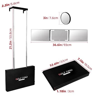 Self Find-3 Way Mirror for Self Hair Cutting with Ring Light,Rechargeable 360 Mirror for Hair Tools,Light and Height Adjustable - Image 6