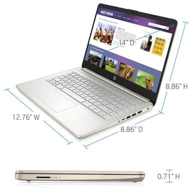 HP Touchscreen Laptop Computer for Home Student Study, 1-Year Office 365, 4GB DDR4 RAM, 64GB eMMC, Intel Processor, 14 inch Display, WiFi 6, Bluetooth, Type-C, Pale Gold, Windows 11 Home S - Image 8