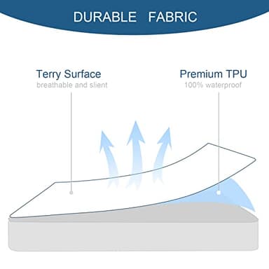 Twin XL Mattress Protector Waterproof Fitted Bed Sheets up to 14'' Terry for College Dorm Room Essentials Ultra Soft & Breathable Mattress Pad Cover Twin Extra Long (XL), Noiseless Machine Washable - Image 5