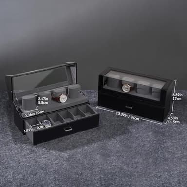 ProCase Watch Case for Men, 10 Slot Watch Display Stand with Acrylic Lid, Watch Display Case with Drawer, 2-Layer Mens Watch Box, Watch Holder Organizer for Men Women -Black - Image 6