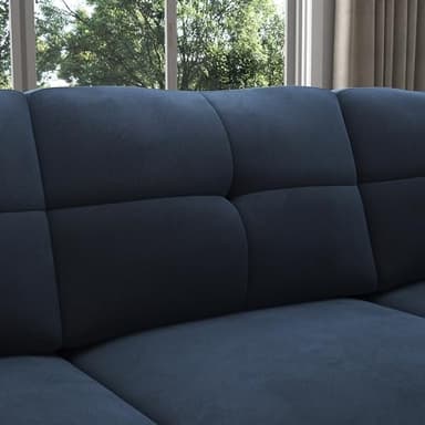 HONBAY Convertible Sectional Sofa L Shaped Couch for Small Apartment Reversible Sectional Couch for Living Room,Velvet Dark Blue - Image 6