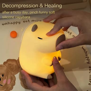 YR YRHH-PET Capybara Cute Night Light, Squishy Capybara Lamp Xmas Gifts Toys, Rechargeable LED Dimmable Silicone Nightlight for Kids, Funny Light Up Capibara, Baby Nursery College Dorm Fall Décor - Image 5