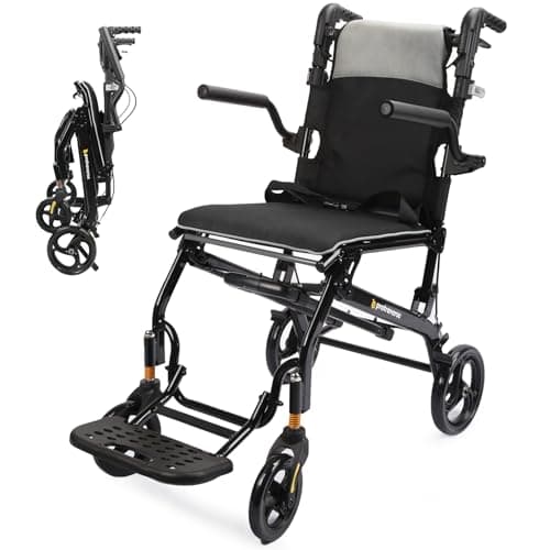 Wheelchairs for Adults,Utral-Lightweight(only 19.4lbs) Transport Chair, Foldable and PortableTravel Wheelchair with Telescopic Handle,Portable FoldingTransfer Wheelchairs for Seniors(Grey) - Image 1