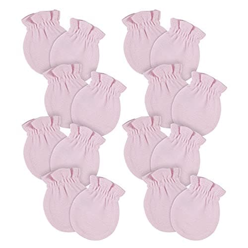 Gerber Baby 12-Pack No Scratch Mittens, Light Pink, 0-3 Months (8-Pack) - Image 1