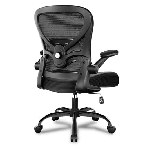 Freepub Ergonomic Office Chair, Breathable Mesh Computer Desk Chair with Adjustable Lumbar Support, Swivel with Flip-up Armrests, 350LBS Capacity - Design for Home/Offices - Black - Image 1