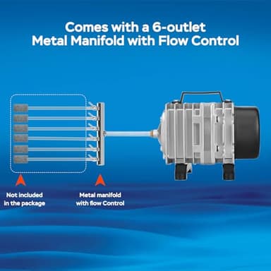 AquaMiracle Aquarium Air Pump Commercial Air Pump with Aluminum Housing, 18W/600GPH Fish Tank Bubbler Pond Aerator for Aquariums, Ponds, Hydroponics - Image 4