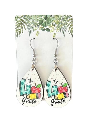 4th Grade Teacher Earrings - Elementry School Teacher Appreciation Gift - Gift for Teachers - Image 3