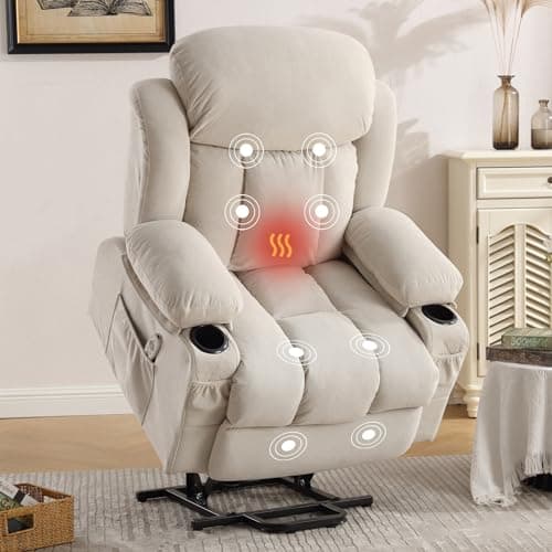 BOSMILLER Power Lift Recliner Chair for Elderly with Vibration Massage and Lumbar Heating Electric Oversized Single Sofa with Cup Holder and USB Charge Port for Living Room - Image 1