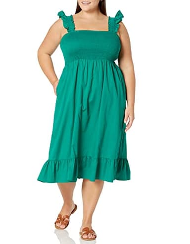 The Drop Women's Kimi Ruffled Shoulder Smocked Midi Dress, Ultramarine Green, 2X, Plus Size - Image 5