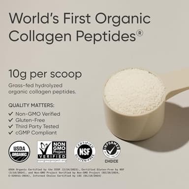 Sports Research Organic Collagen Peptides - Hydrolyzed Type I & III Collagen Protein Powder Made Sustainably from Grass-Fed Cows - Unflavored - 30 Servings - Image 2