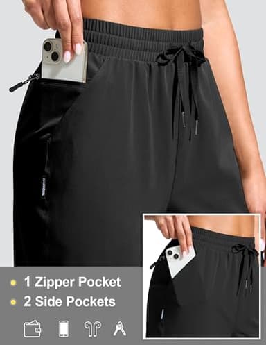G Gradual Women's 13" Long Hiking Shorts with Zipper Pocket Lightweight Quick Dry Knee Length Bermuda Shorts for Women(Black,XL) - Image 3